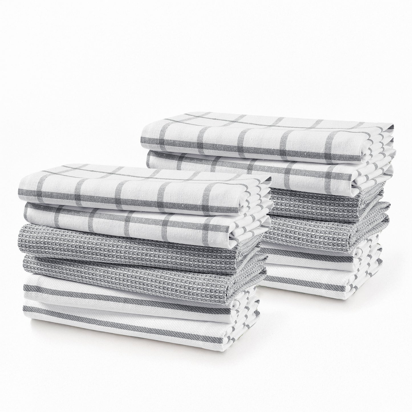 Set of 12 Multiweave Kitchen Towels - Grey