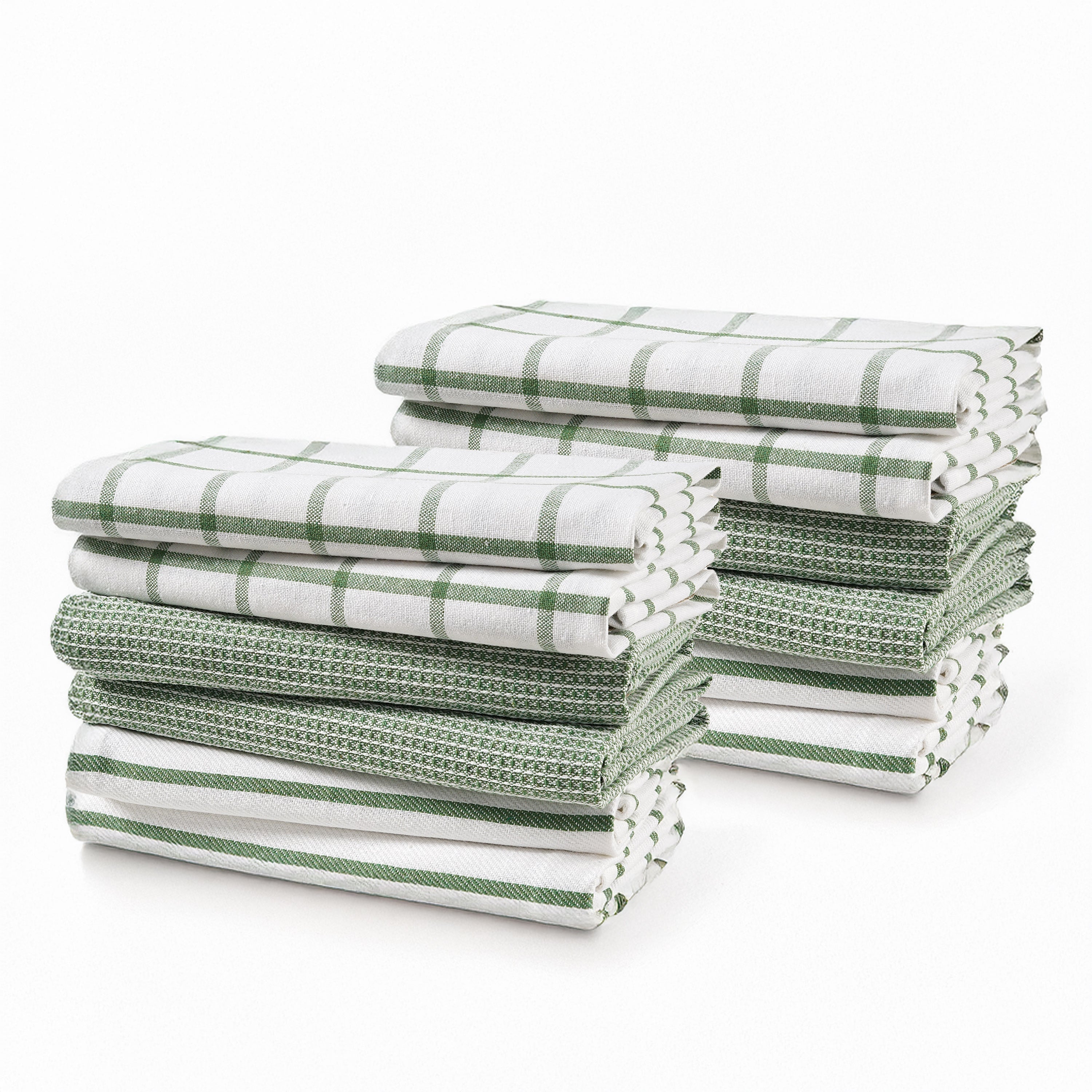 Set of 12 Multiweave Kitchen Towels - Olive