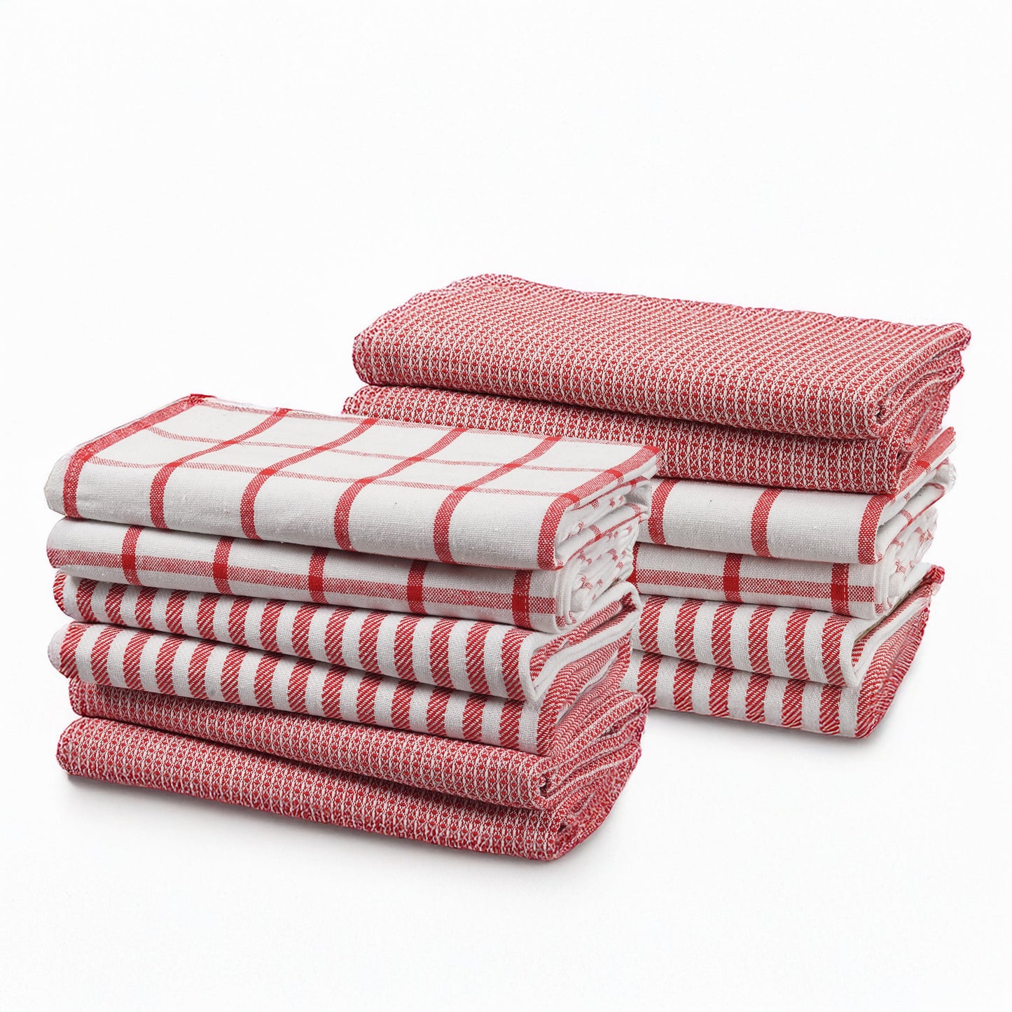Set of 12 Multiweave Kitchen Towels - Red