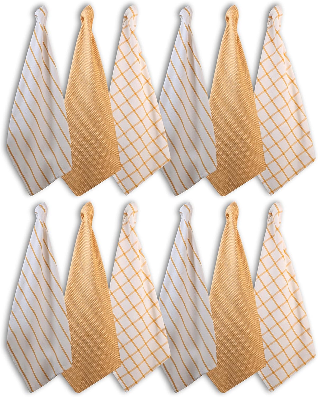 Set of 12 Multiweave Kitchen Towels - Yellow