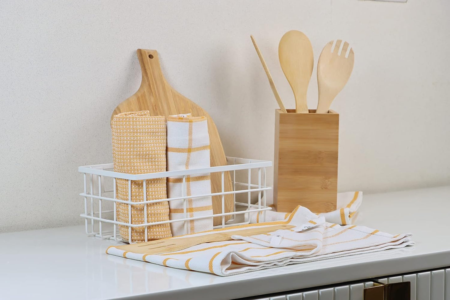 Set of 12 Multiweave Kitchen Towels - Yellow