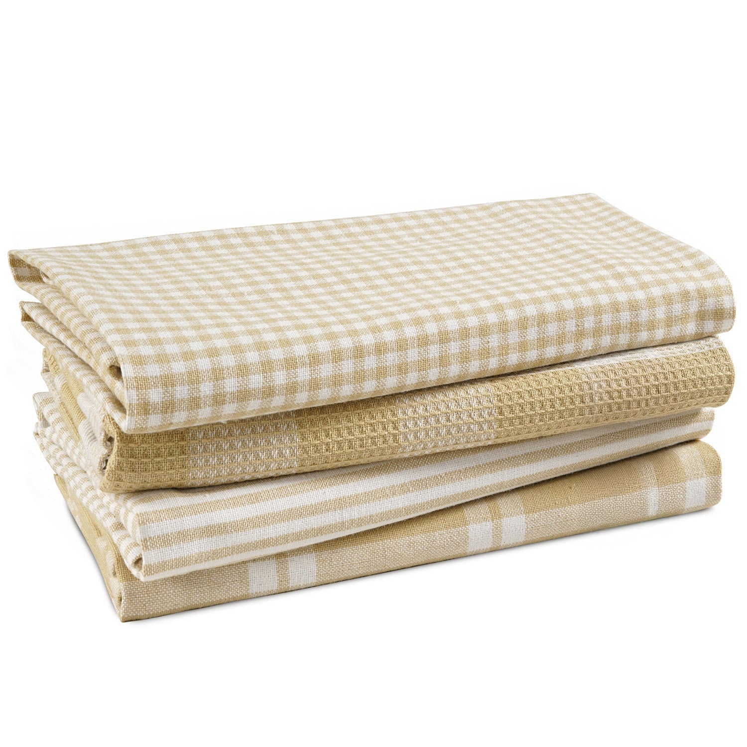 Set of 4 Multiweave Kitchen Towels - Beige