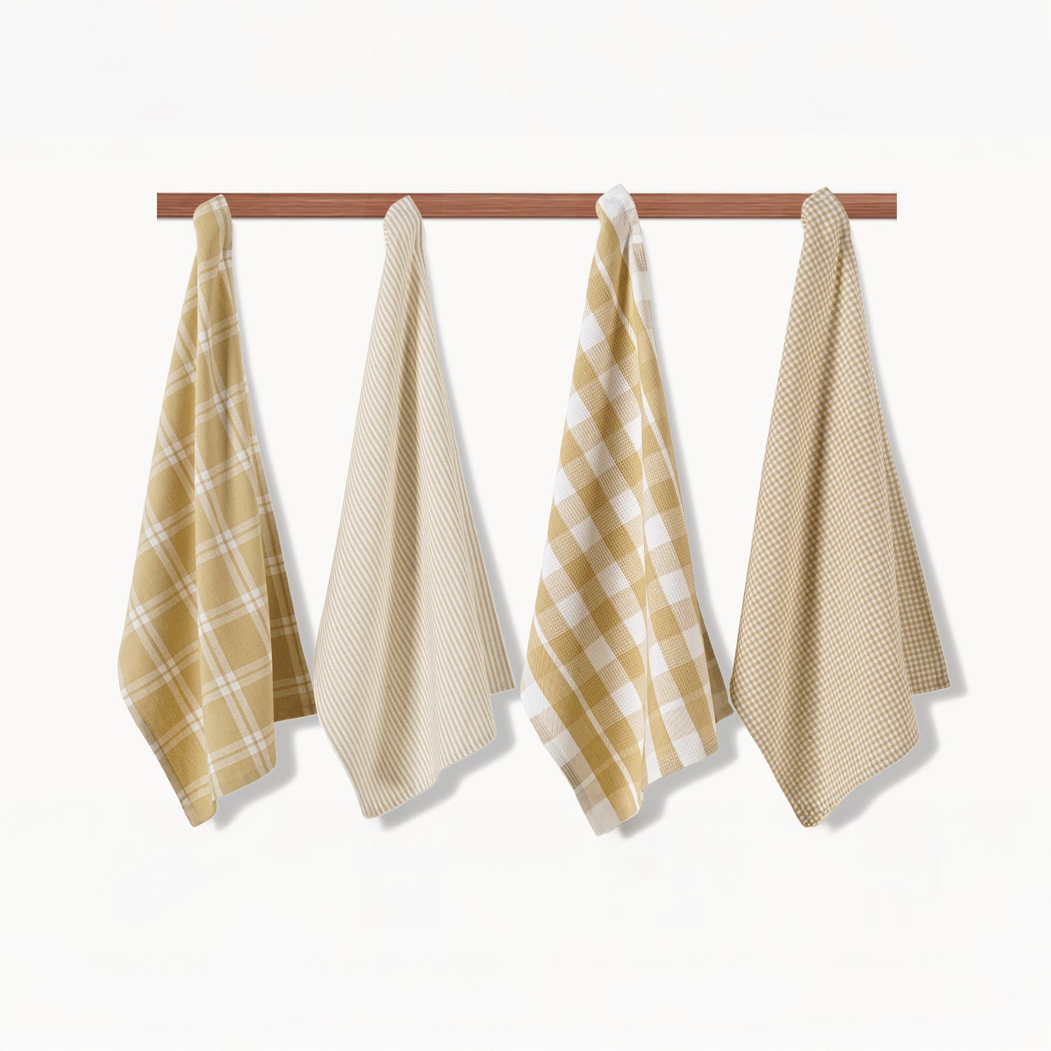 Set of 4 Multiweave Kitchen Towels - Beige