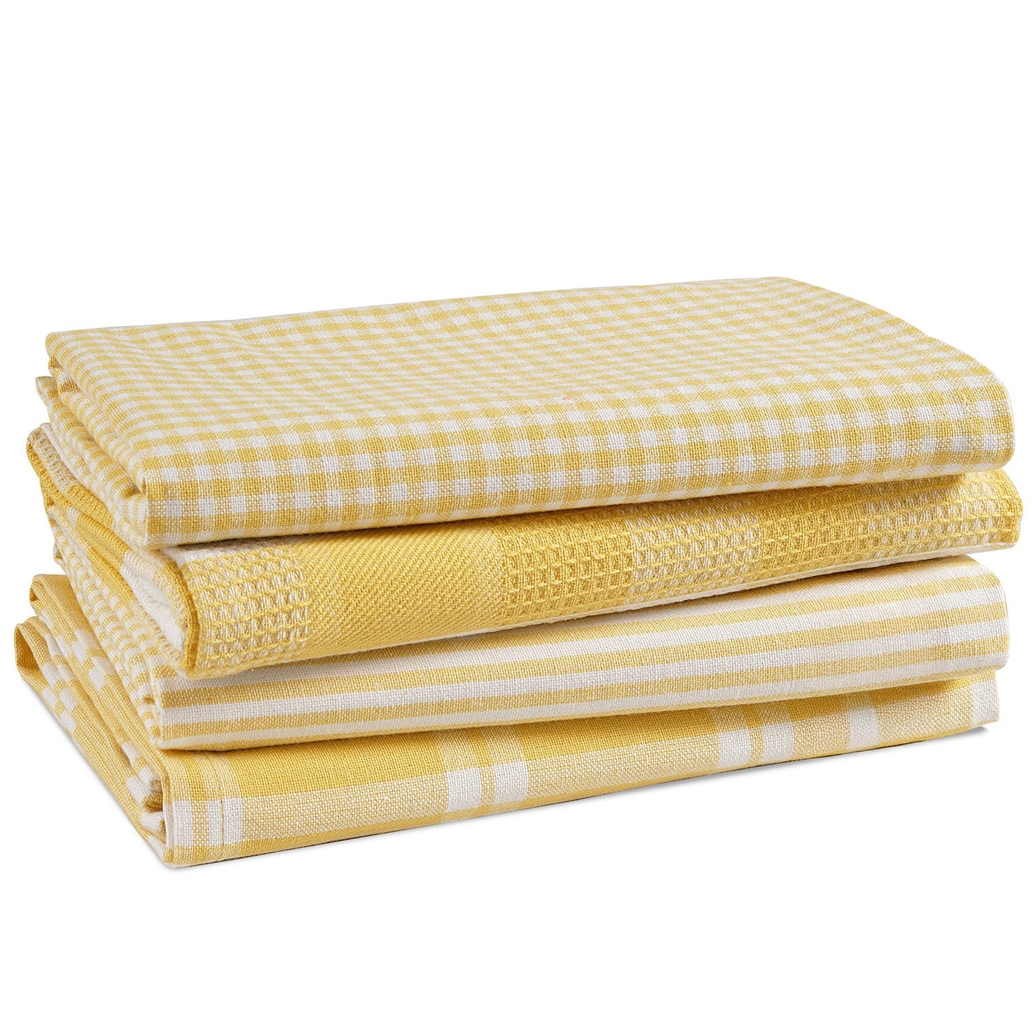 Set of 4 Multiweave Kitchen Towels - Yellow
