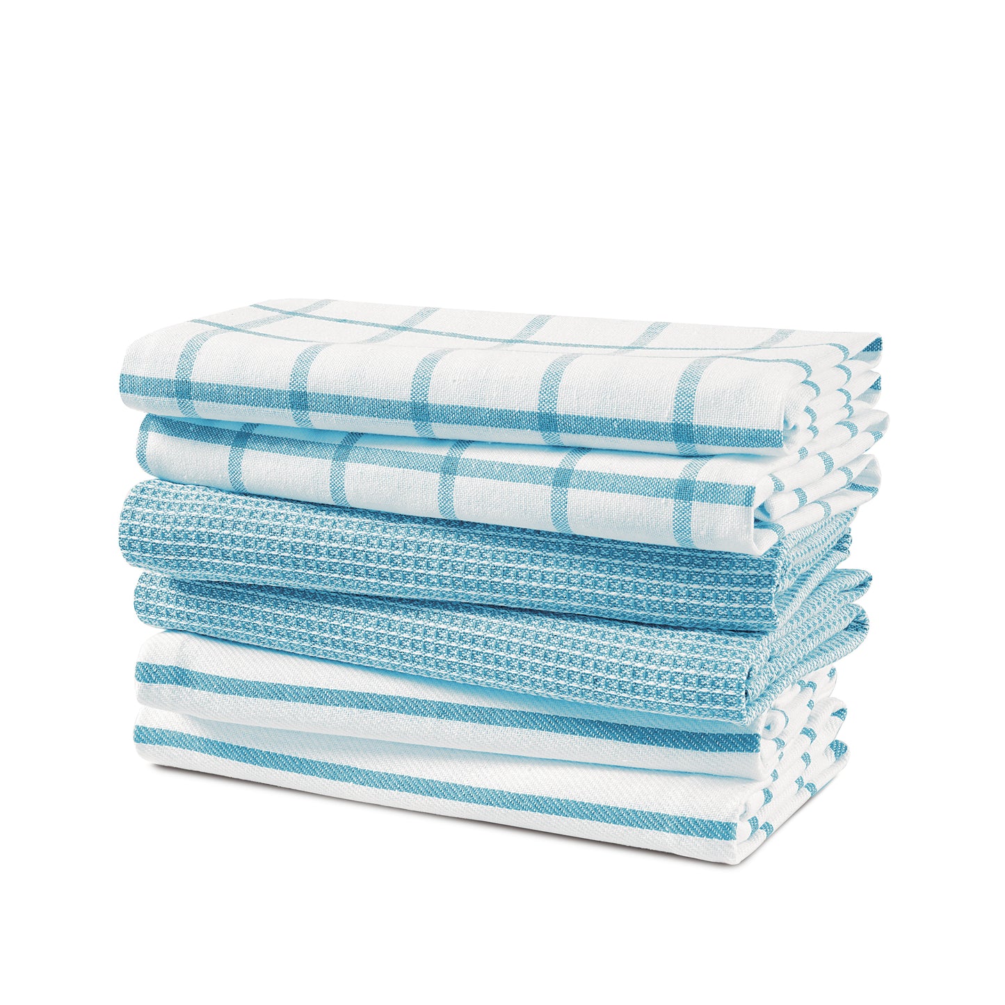 Set of 6 Multiweave Kitchen Towels - Aqua