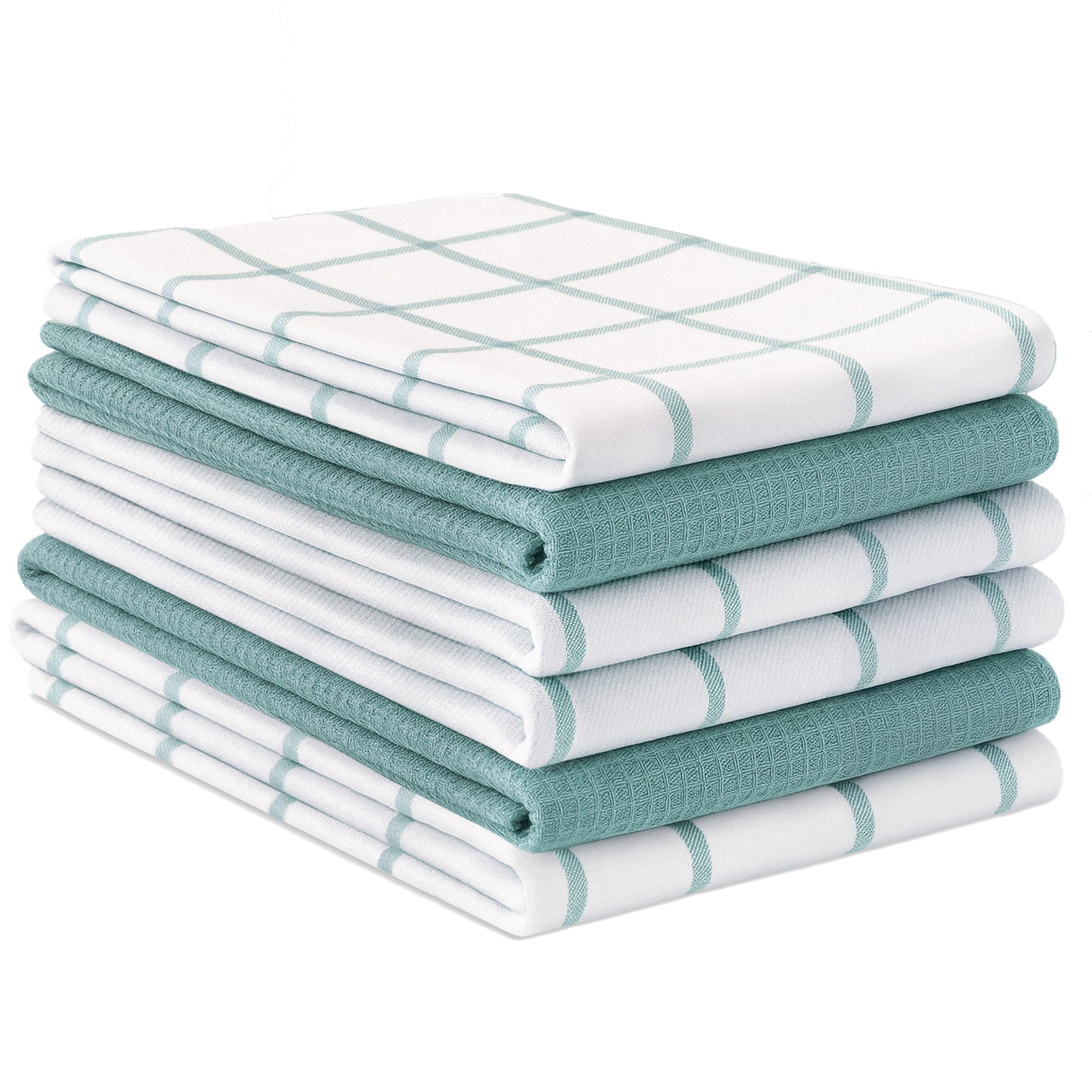 Set of 6 Multiweave Kitchen Towels - Aqua
