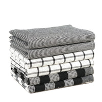 Set of 6 Multiweave Kitchen Towels - Black