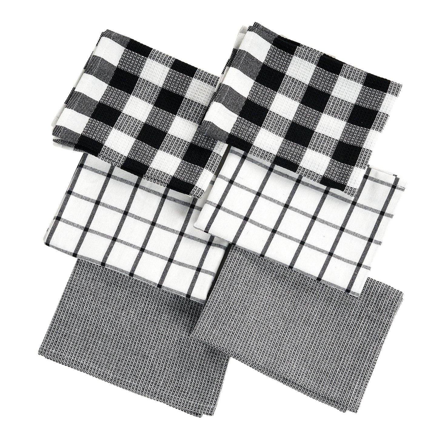 Set of 6 Multiweave Kitchen Towels - Black