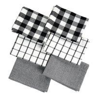 Set of 6 Multiweave Kitchen Towels - Black