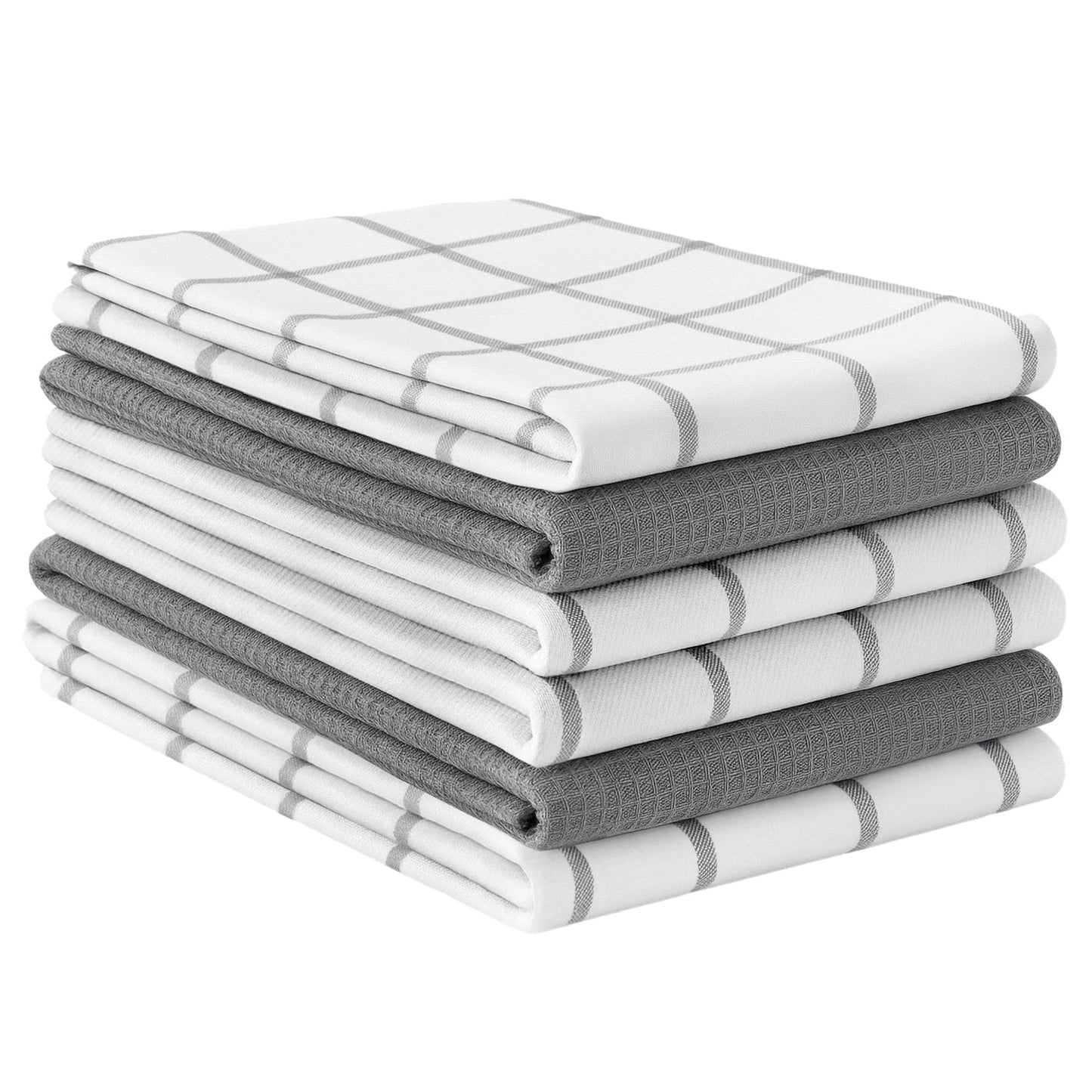 Set of 6 Multiweave Kitchen Towels - Grey