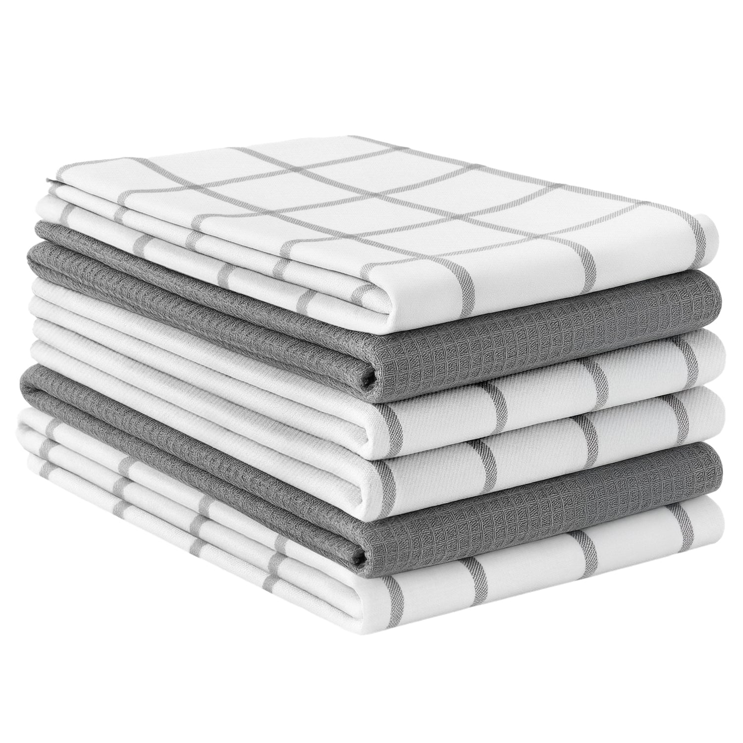 Set of 6 Multiweave Kitchen Towels - Grey