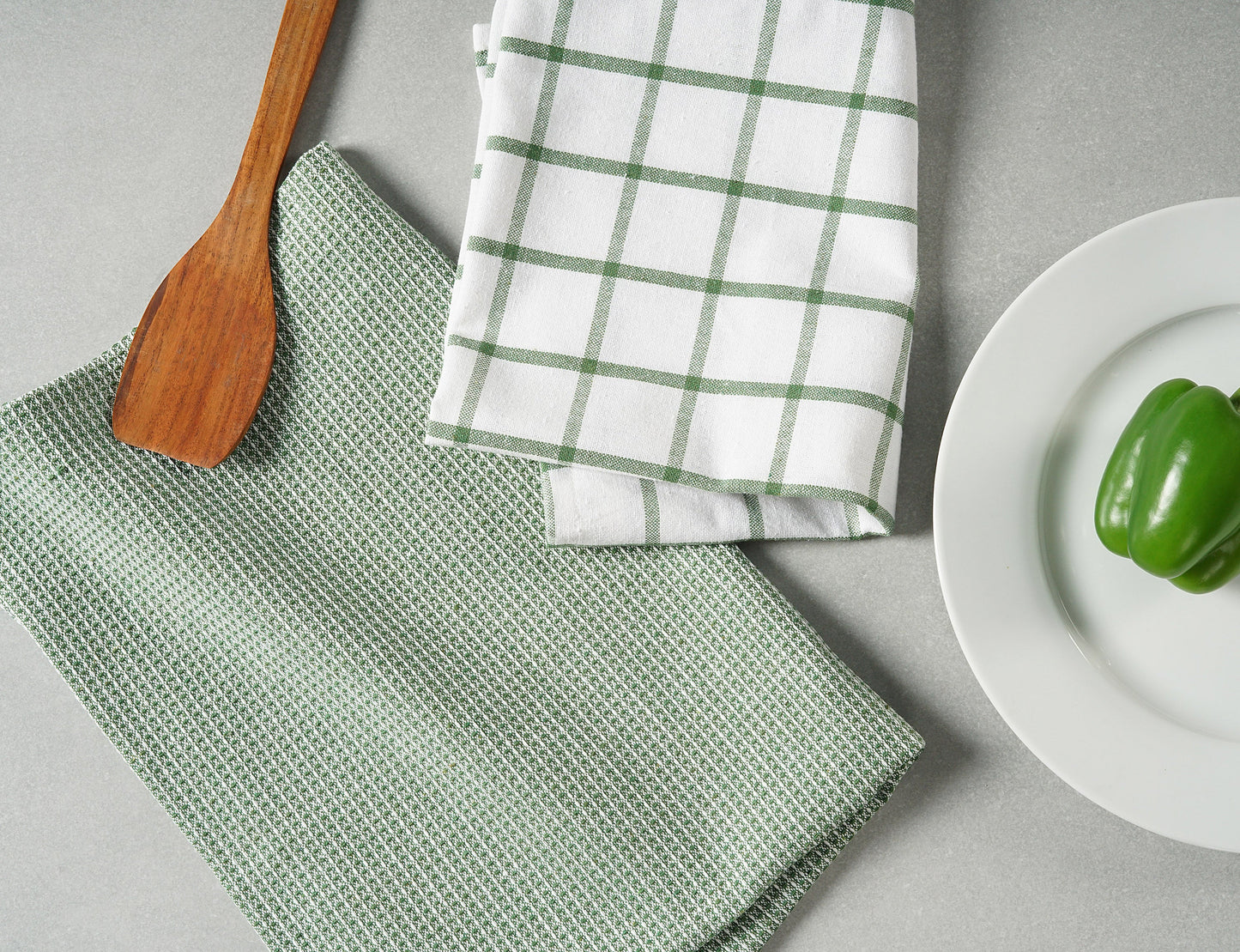 Set of 6 Multiweave Kitchen Towels - Olive
