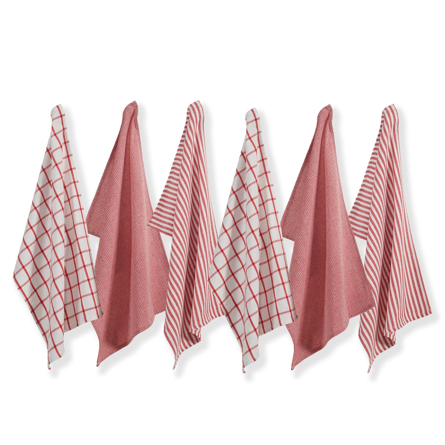 Set of 6 Multiweave Kitchen Towels - Red
