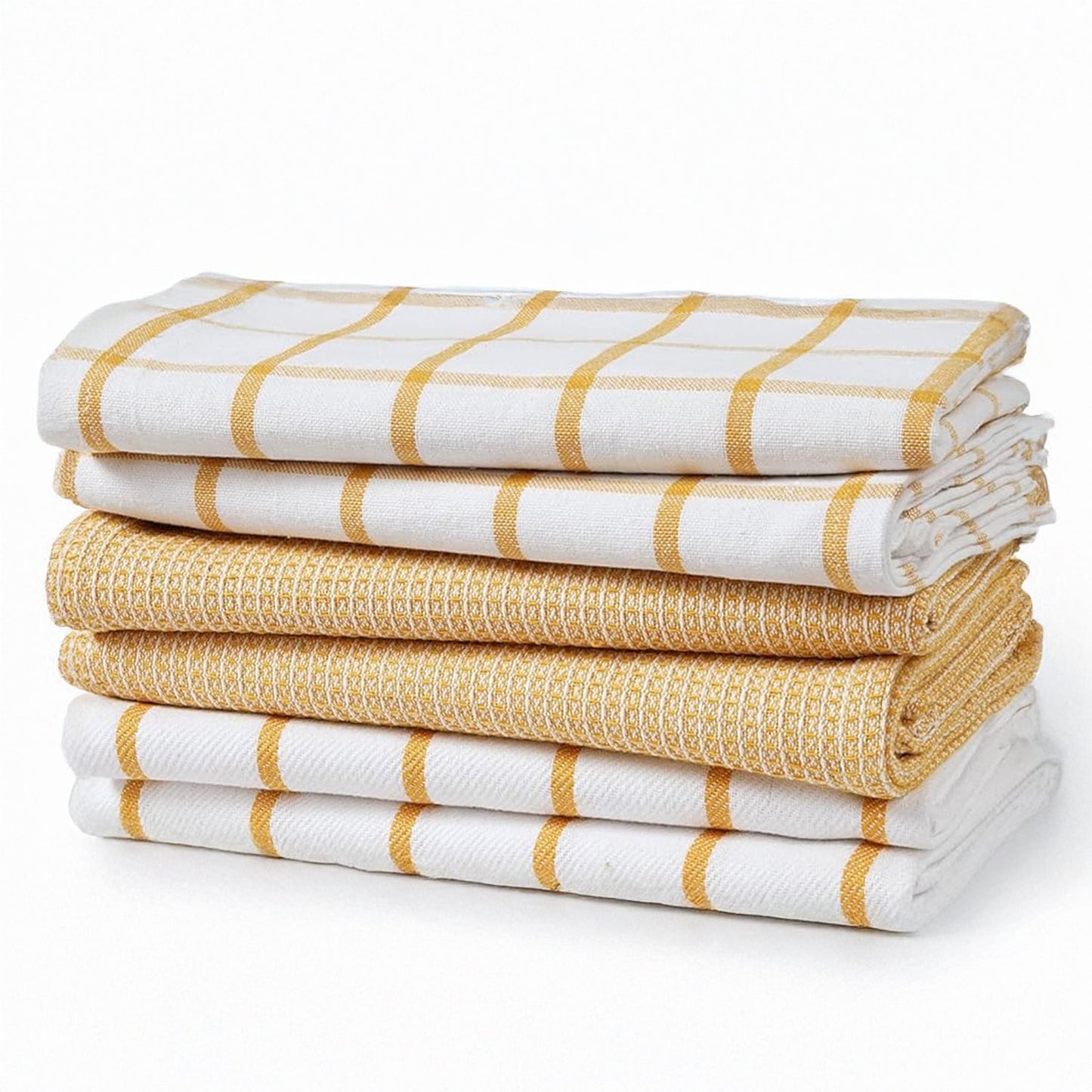 Set of 6 Multiweave Kitchen Towels - Yellow
