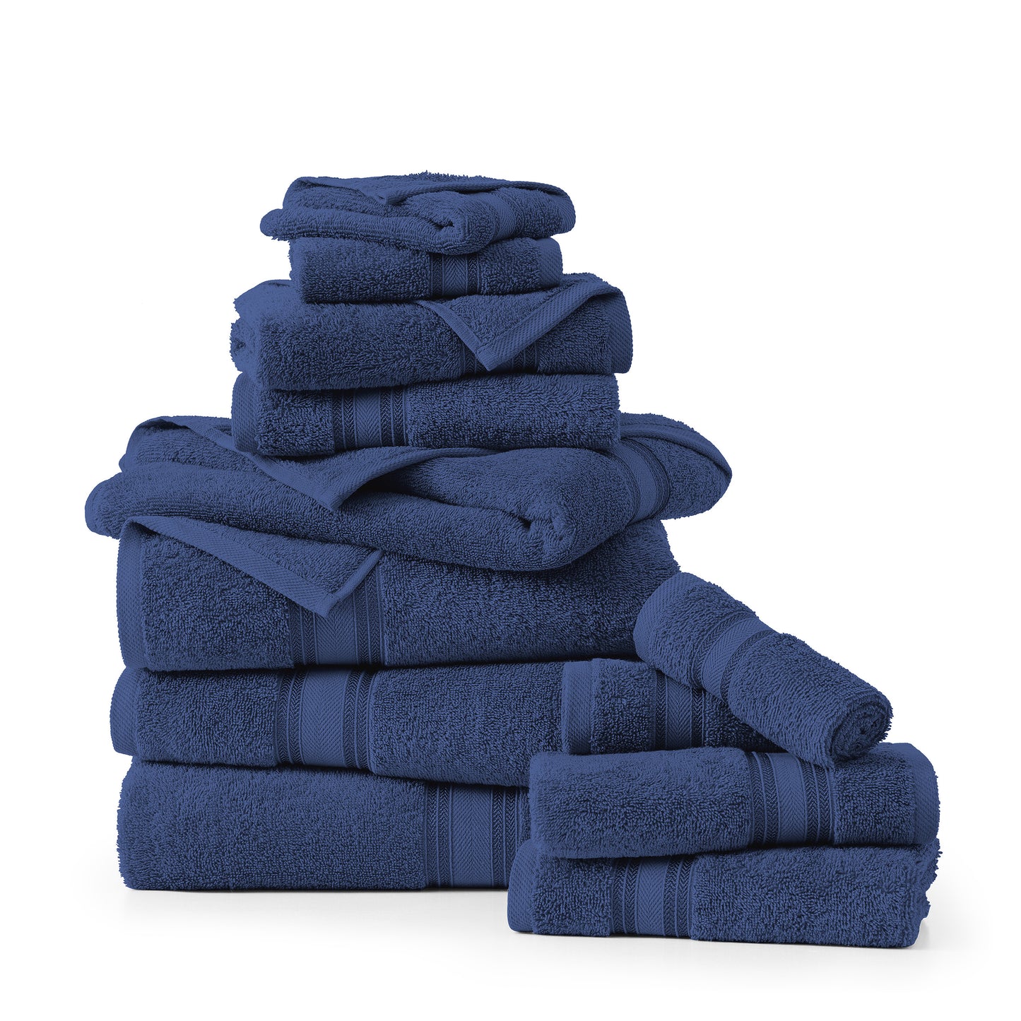 12 Piece 100% Cotton Towel Set 550GSM - Navy
