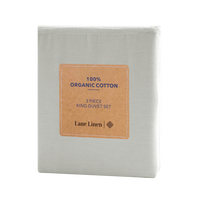 100% Organic Washed Cotton Quilt Cover Set - Silver