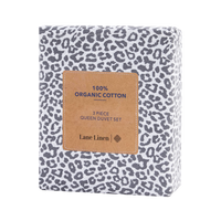 100% Organic Washed Cotton Sheet Set - Cheetah Charcoal