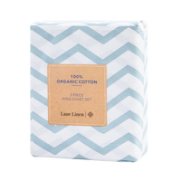 100% Organic Washed Cotton Sheet Set - Chevron Blue