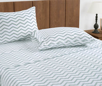 100% Organic Washed Cotton Quilt Cover Set - Chevron Blue