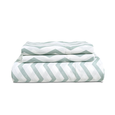 100% Organic Washed Cotton Quilt Cover Set - Chevron Blue