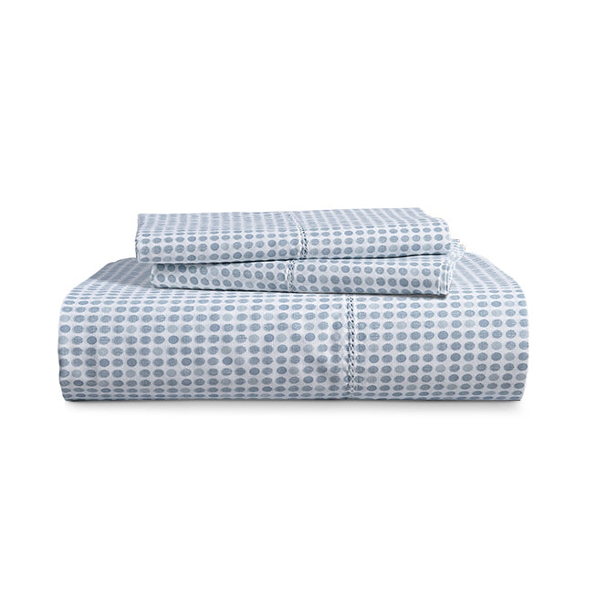 100% Organic Washed Cotton Quilt Cover Set - Polka Dot Blue