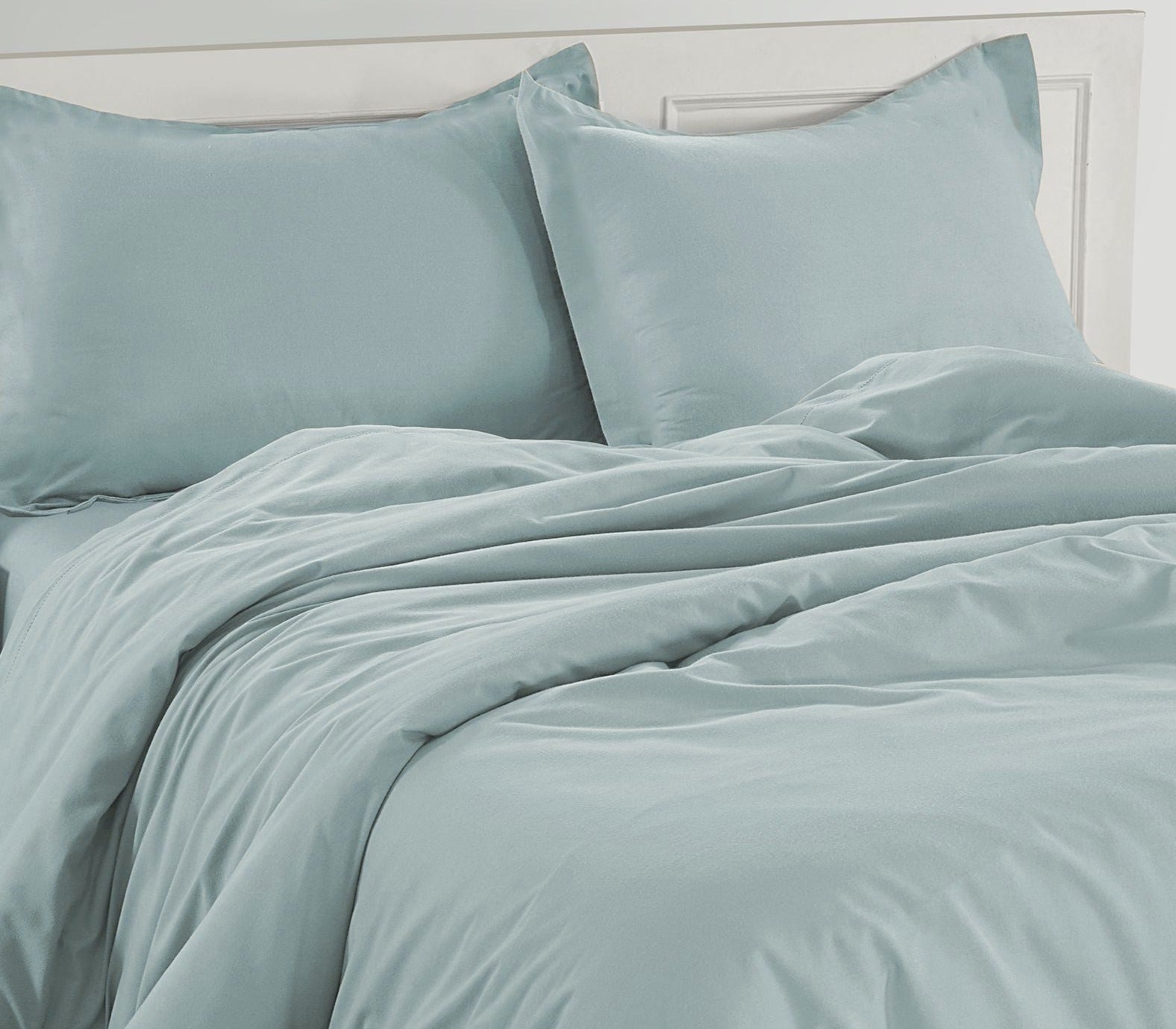 100% Organic Washed Cotton Quilt Cover Set - Cool Blue