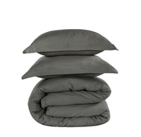 100% Organic Washed Cotton Quilt Cover Set - Charcoal