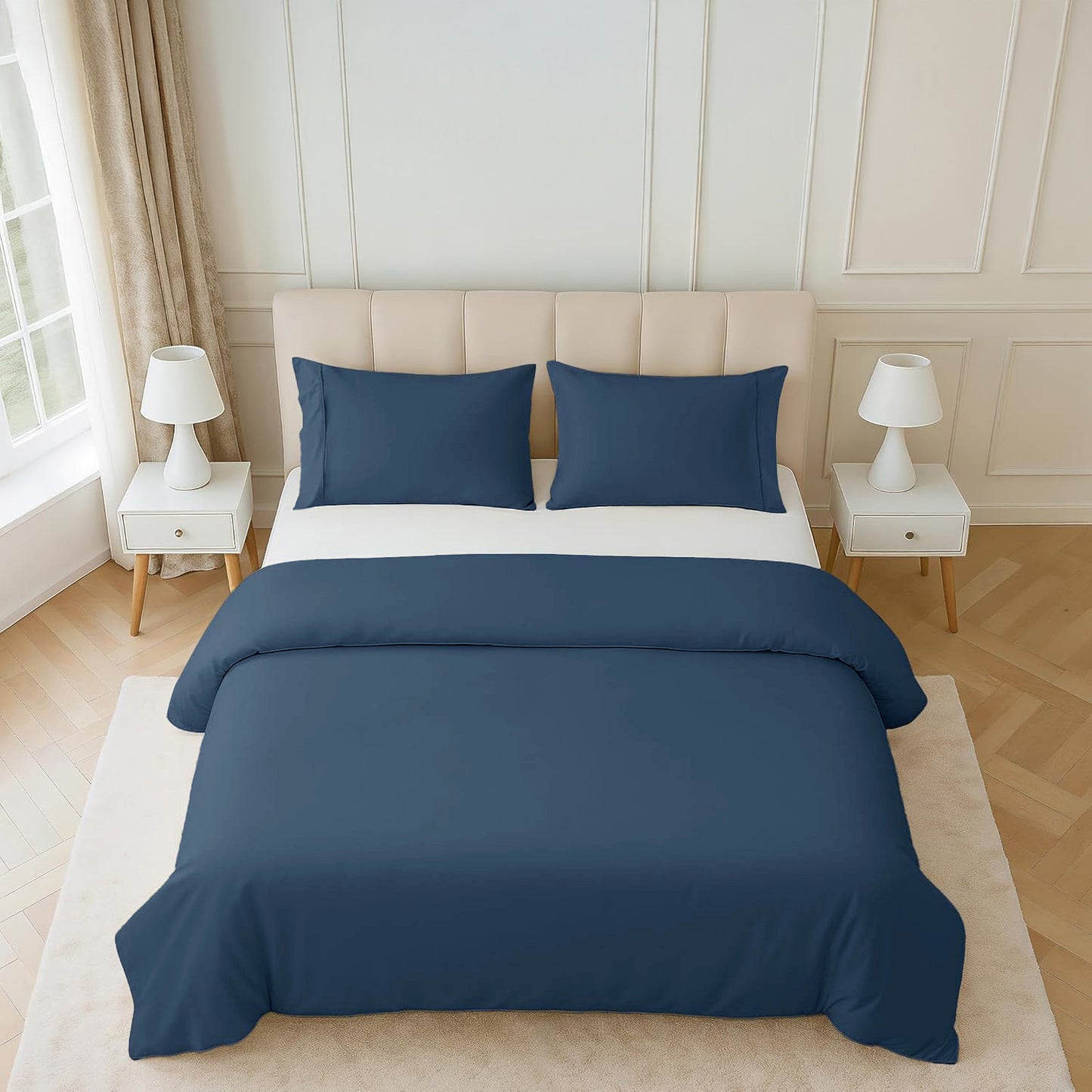 100% Organic Washed Cotton Quilt Cover Set - Estate Blue