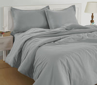 100% Organic Washed Cotton Quilt Cover Set - Silver