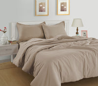 100% Organic Washed Cotton Quilt Cover Set - Taupe