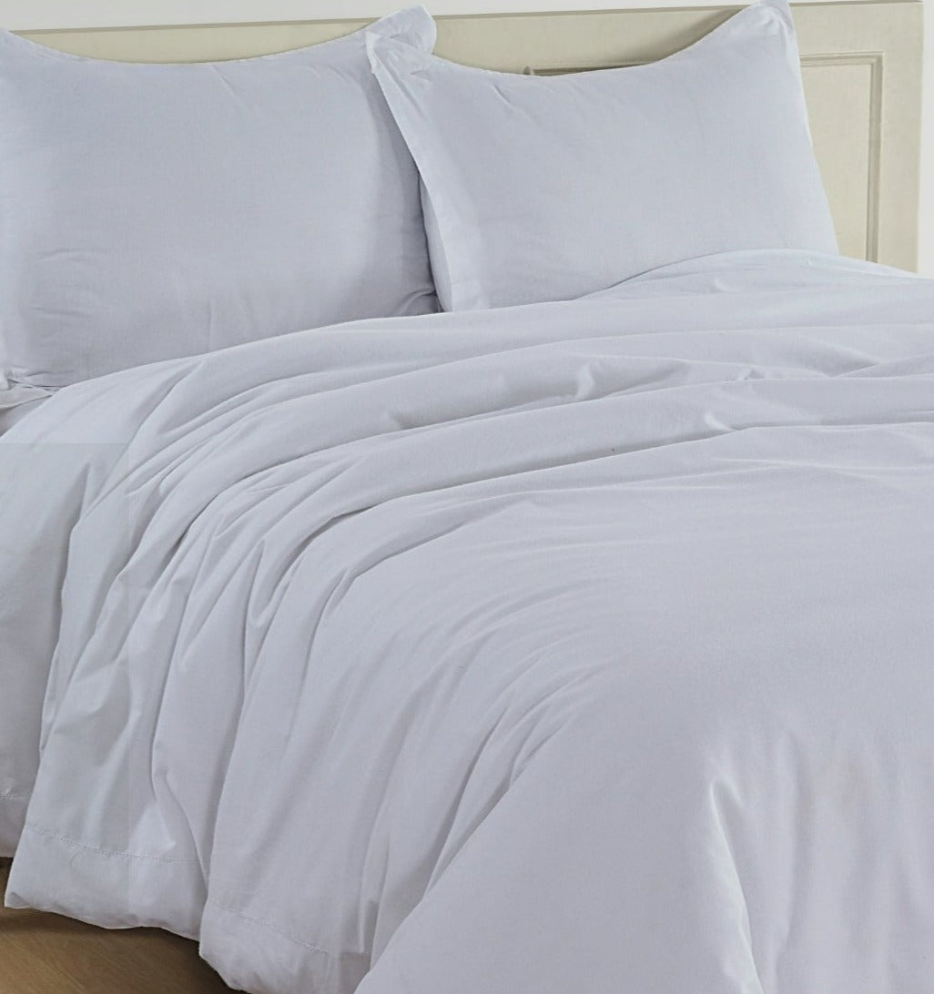 100% Organic Washed Cotton Quilt Cover Set - White