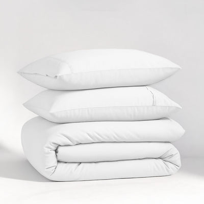 100% Organic Washed Cotton Quilt Cover Set - White