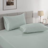 100% Organic Washed Cotton Fitted Sheet Set - Cool Blue