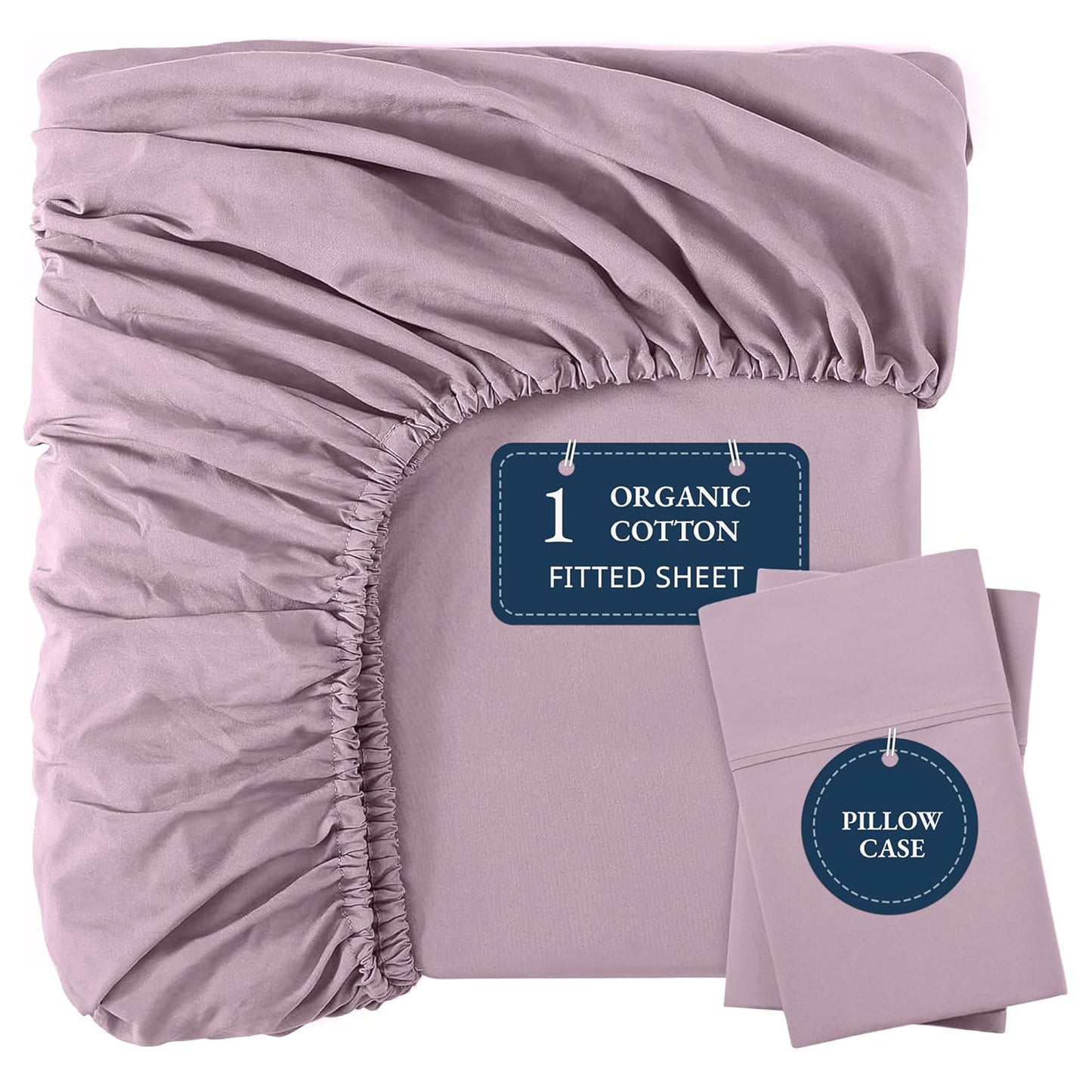 100% Organic Washed Cotton Fitted Sheet Set - Lilac