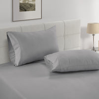 100% Organic Washed Cotton Fitted Sheet Set - Silver