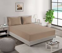 100% Organic Washed Cotton Fitted Sheet Set - Taupe