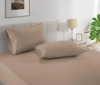 100% Organic Washed Cotton Fitted Sheet Set - Taupe