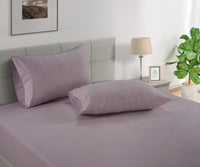 100% Organic Washed Cotton Fitted Sheet Set - Lilac