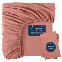 100% Organic Washed Cotton Fitted Sheet Set - Rose Dawn