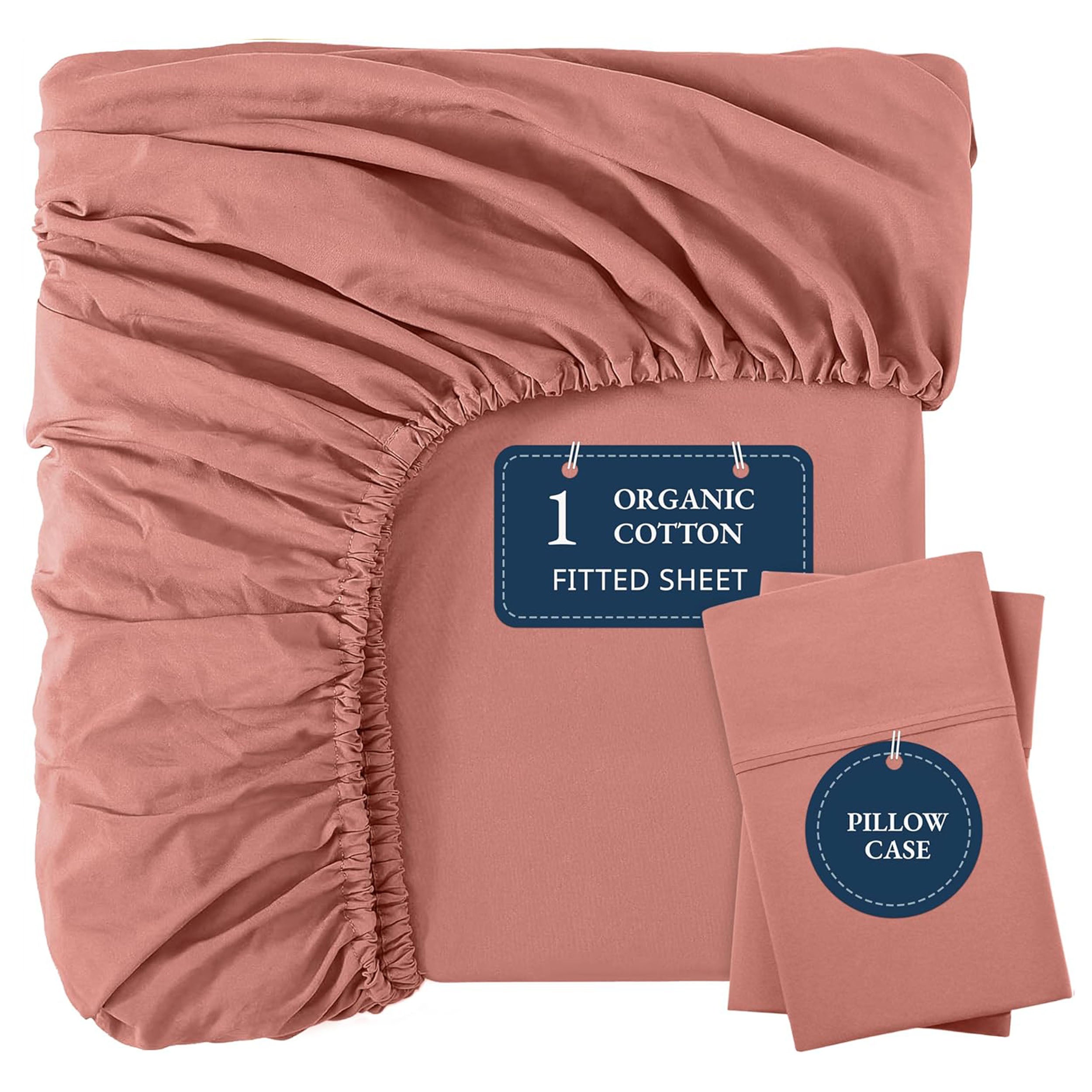 100% Organic Washed Cotton Fitted Sheet Set - Rose Dawn