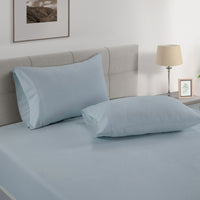 100% Organic Washed Cotton Fitted Sheet Set - French Blue