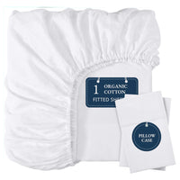 100% Organic Washed Cotton Fitted Sheet Set - White