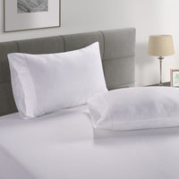 100% Organic Washed Cotton Fitted Sheet Set - White