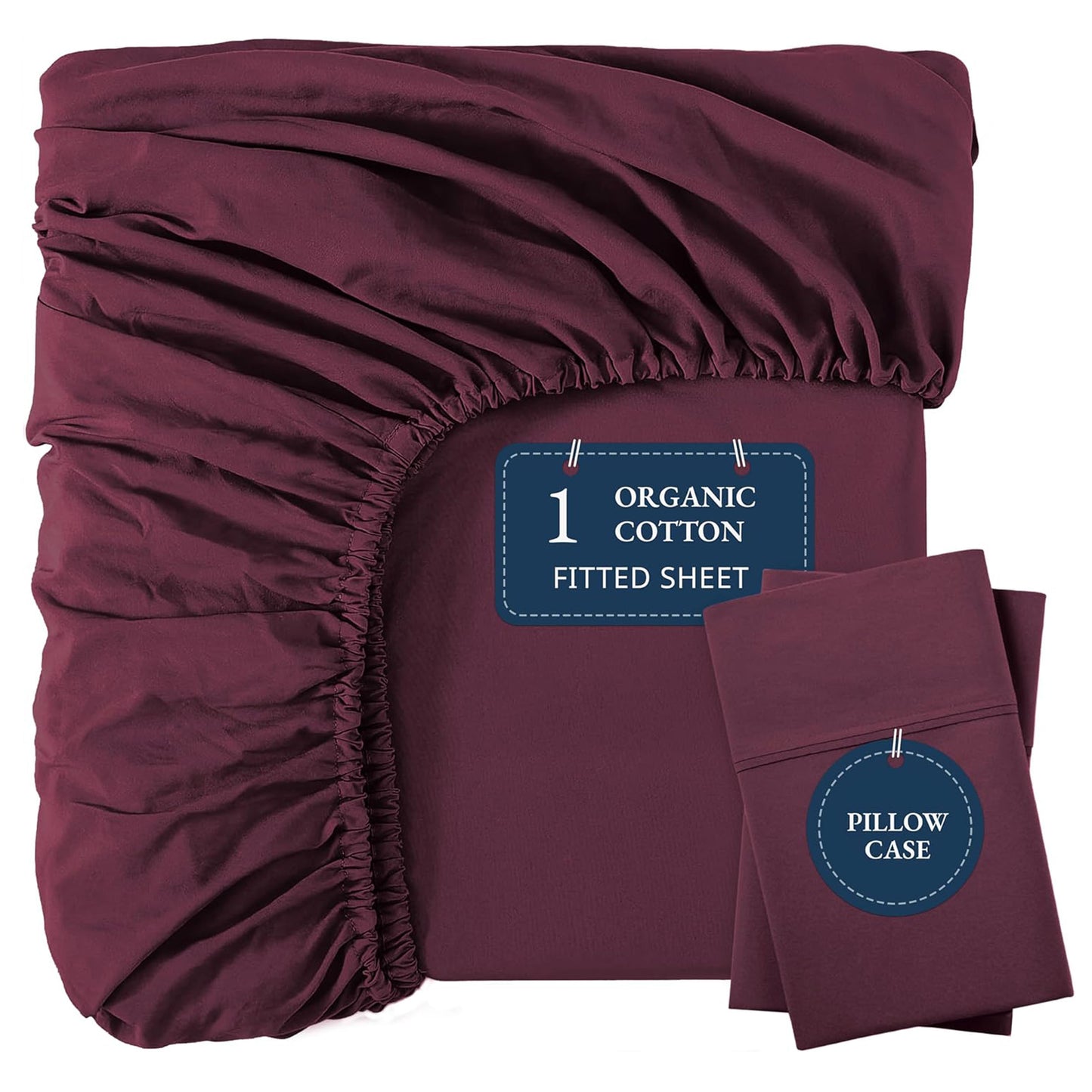 100% Organic Washed Cotton Fitted Sheet Set - Windsor Wine