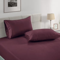 100% Organic Washed Cotton Fitted Sheet Set - Windsor Wine
