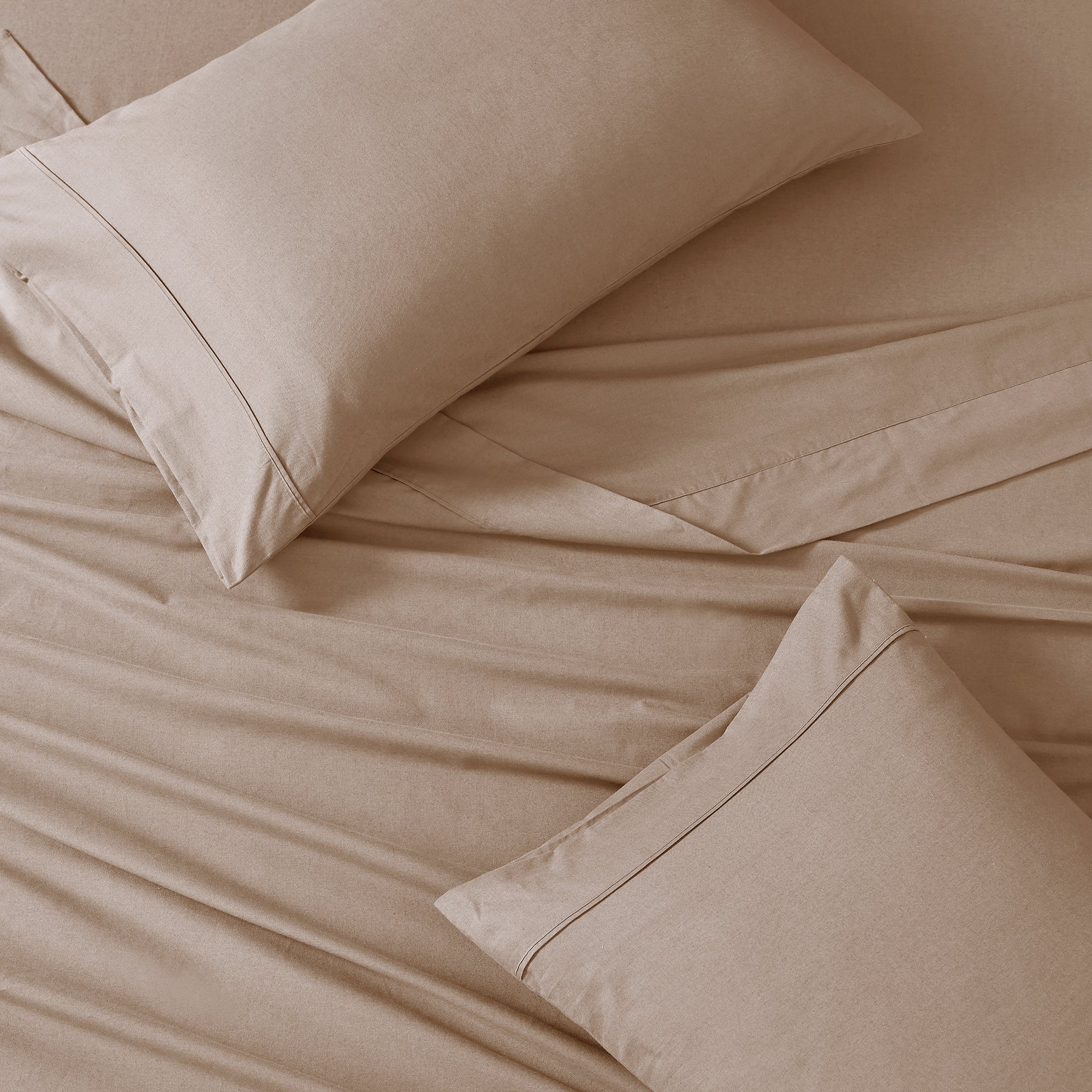 100% Organic Washed Cotton Sheet Set - Taupe