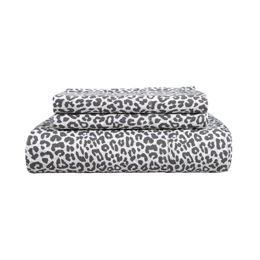 100% Organic Washed Cotton Quilt Cover Set - Cheetah Charcoal