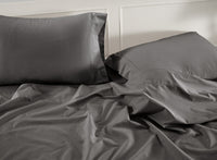 100% Organic Washed Cotton Sheet Set - Charcoal