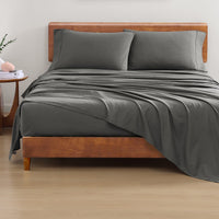 100% Organic Washed Cotton Sheet Set - Charcoal