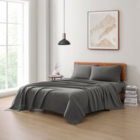 100% Organic Washed Cotton Sheet Set - Charcoal